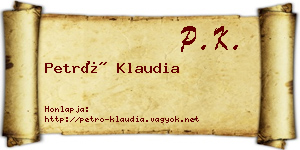 Petró Klaudia névjegykártya